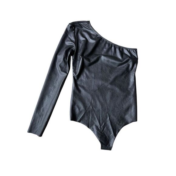 Commando Black Onesleeve Faux Leather Bodysuit - Picture 5 of 11